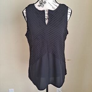 The Limited Black Ribbed Asymmetrical Blouse